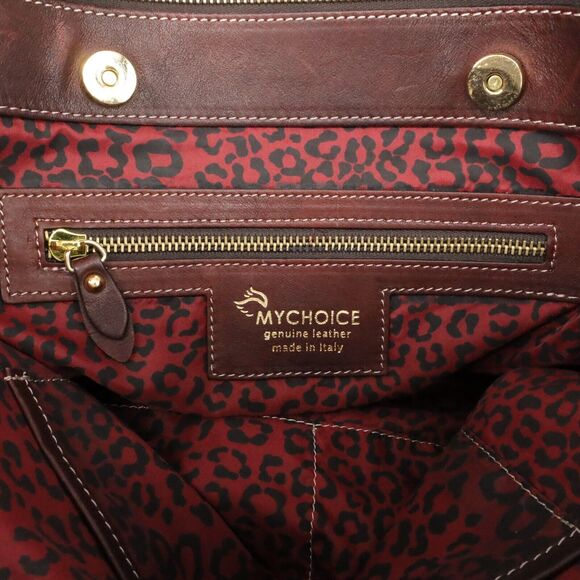 My Choice Leather Briefcase Womens Burgundy Bag Handbag Zip Lined Magnetic Italy - Picture 3 of 12